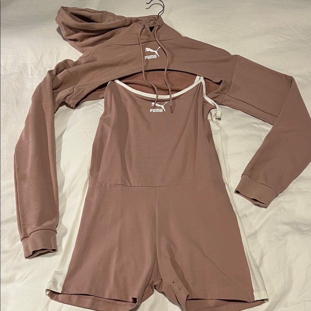 Puma Dusty Pink Romper and Hoodie Set